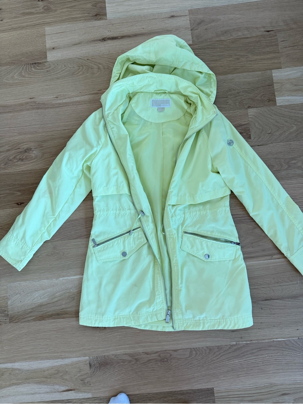 Michael Kors Women/Girls Electric Green Hooded Rain Jacket